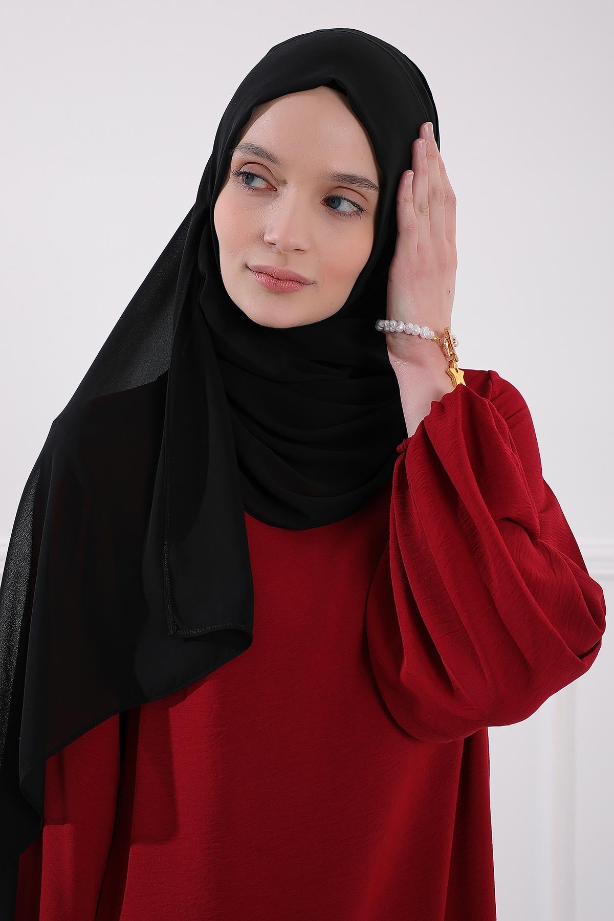 Women Instant Chiffon Shawl Modesty Turban Hijab Head Wrap Ready to Wear Women Headscarf made from Chiffon Fabric with Color Options,PS-11 Black