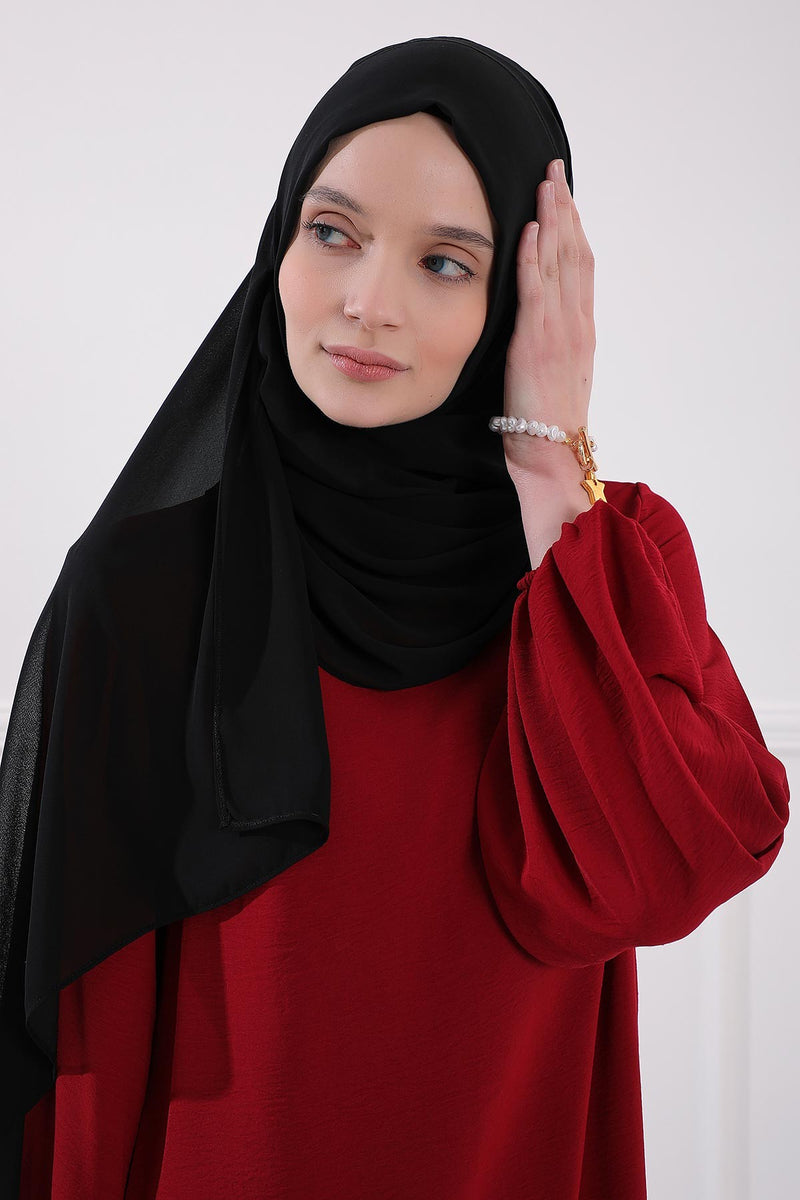 Women Instant Chiffon Shawl Modesty Turban Hijab Head Wrap Ready to Wear Women Headscarf made from Chiffon Fabric with Color Options,PS-11 Black
