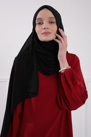 Women Instant Chiffon Shawl Modesty Turban Hijab Head Wrap Ready to Wear Women Headscarf made from Chiffon Fabric with Color Options,PS-11 Black