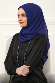 Women Instant Chiffon Shawl Modesty Turban Hijab Head Wrap Ready to Wear Women Headscarf made from Chiffon Fabric with Color Options,PS-11 Sax Blue