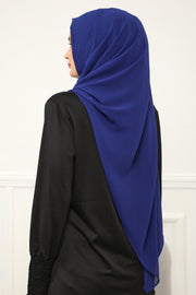 Women Instant Chiffon Shawl Modesty Turban Hijab Head Wrap Ready to Wear Women Headscarf made from Chiffon Fabric with Color Options,PS-11 Sax Blue