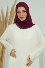 Women Instant Chiffon Shawl Modesty Turban Hijab Head Wrap Ready to Wear Women Headscarf made from Chiffon Fabric with Color Options,PS-11 Damson