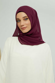 Women Instant Chiffon Shawl Modesty Turban Hijab Head Wrap Ready to Wear Women Headscarf made from Chiffon Fabric with Color Options,PS-11 Damson