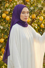 Women Instant Chiffon Shawl Modesty Turban Hijab Head Wrap Ready to Wear Women Headscarf made from Chiffon Fabric with Color Options,PS-11 Purple
