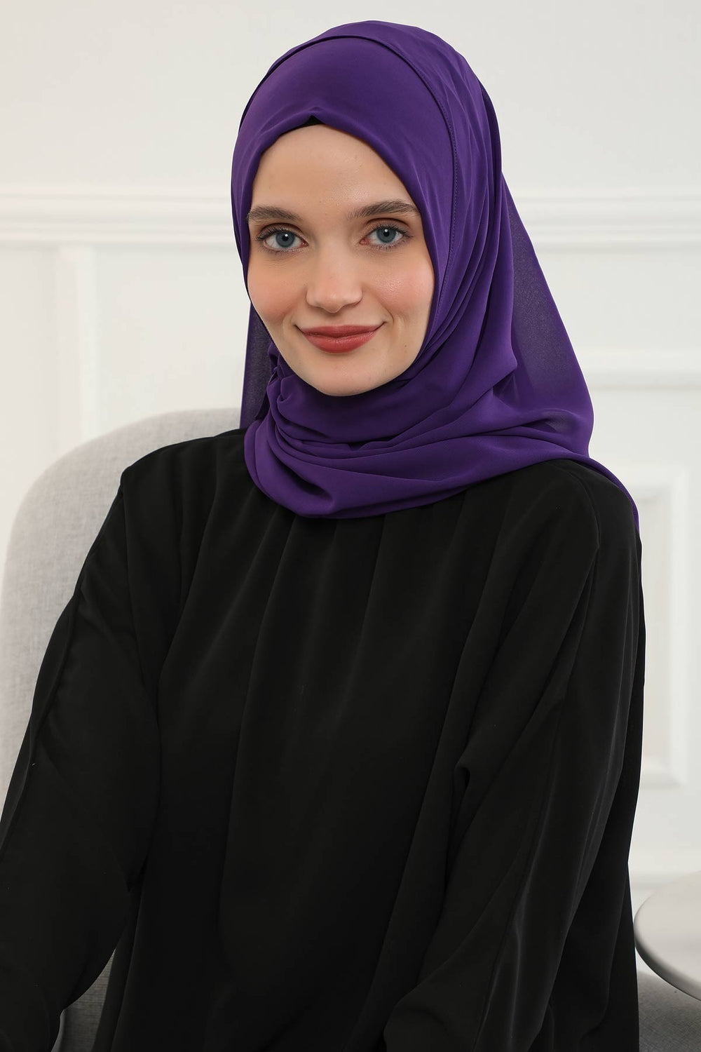 Women Instant Chiffon Shawl Modesty Turban Hijab Head Wrap Ready to Wear Women Headscarf made from Chiffon Fabric with Color Options,PS-11 Purple