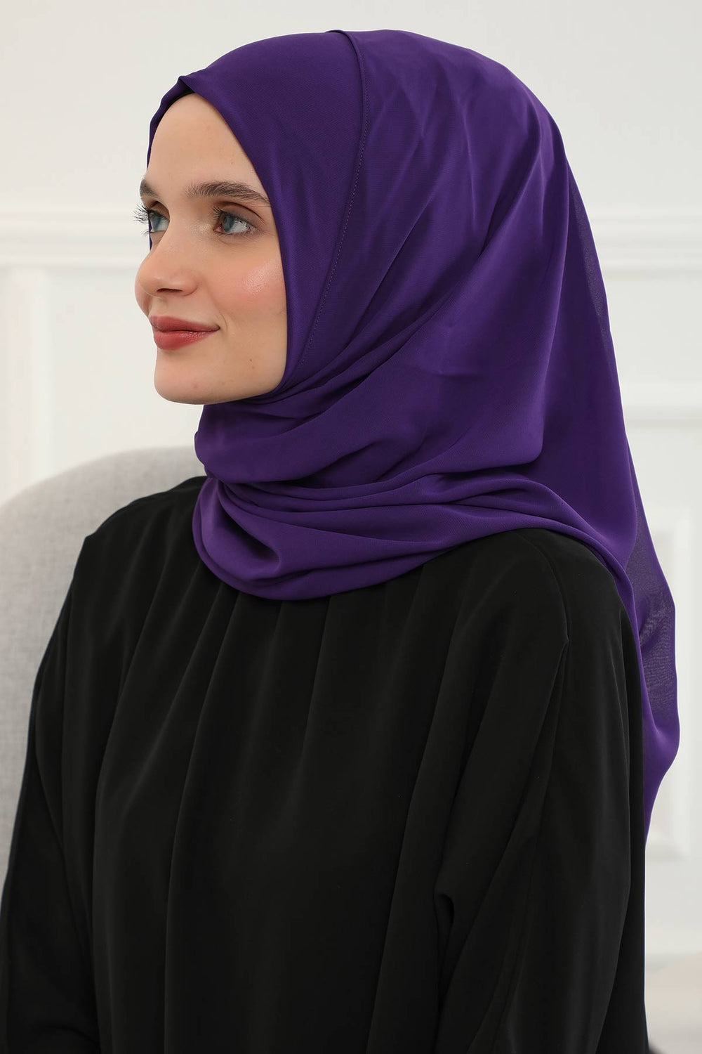 Women Instant Chiffon Shawl Modesty Turban Hijab Head Wrap Ready to Wear Women Headscarf made from Chiffon Fabric with Color Options,PS-11 Purple