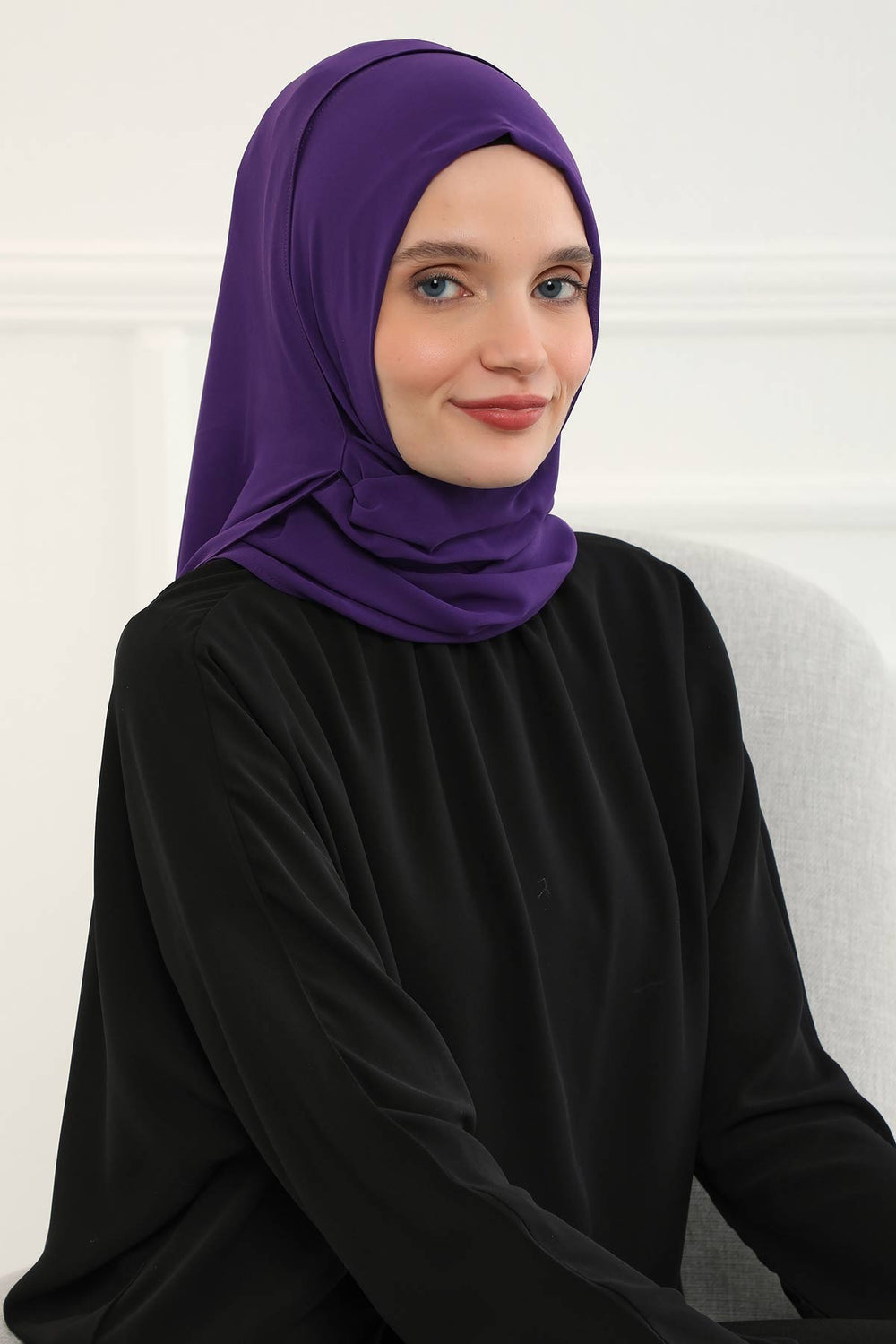 Women Instant Chiffon Shawl Modesty Turban Hijab Head Wrap Ready to Wear Women Headscarf made from Chiffon Fabric with Color Options,PS-11 Purple