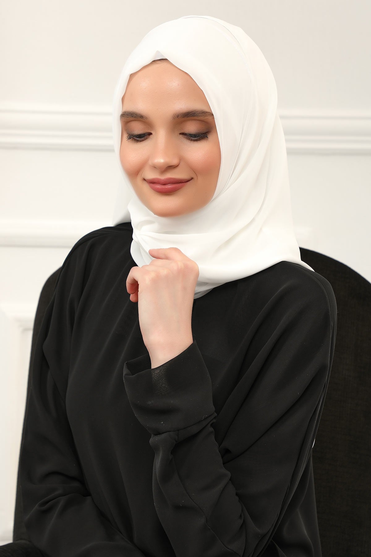 Women Instant Chiffon Shawl Modesty Turban Hijab Head Wrap Ready to Wear Women Headscarf made from Chiffon Fabric with Color Options,PS-11 Ivory