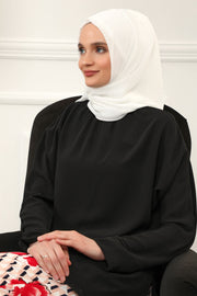 Women Instant Chiffon Shawl Modesty Turban Hijab Head Wrap Ready to Wear Women Headscarf made from Chiffon Fabric with Color Options,PS-11 Ivory