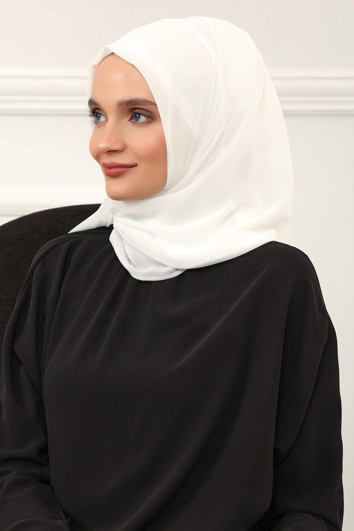 Women Instant Chiffon Shawl Modesty Turban Hijab Head Wrap Ready to Wear Women Headscarf made from Chiffon Fabric with Color Options,PS-11 Ivory