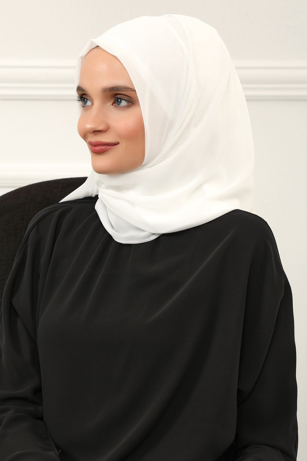 Women Instant Chiffon Shawl Modesty Turban Hijab Head Wrap Ready to Wear Women Headscarf made from Chiffon Fabric with Color Options,PS-11 Ivory