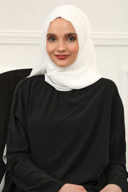 Women Instant Chiffon Shawl Modesty Turban Hijab Head Wrap Ready to Wear Women Headscarf made from Chiffon Fabric with Color Options,PS-11 Ivory