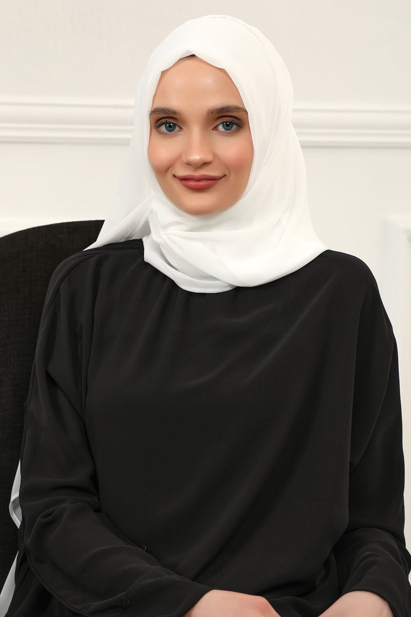 Women Instant Chiffon Shawl Modesty Turban Hijab Head Wrap Ready to Wear Women Headscarf made from Chiffon Fabric with Color Options,PS-11 Ivory
