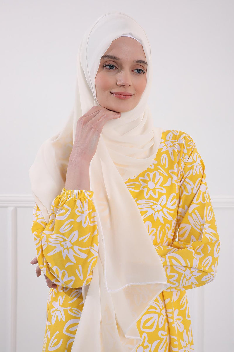 Women Instant Chiffon Shawl Modesty Turban Hijab Head Wrap Ready to Wear Women Headscarf made from Chiffon Fabric with Color Options,PS-11 Off-White