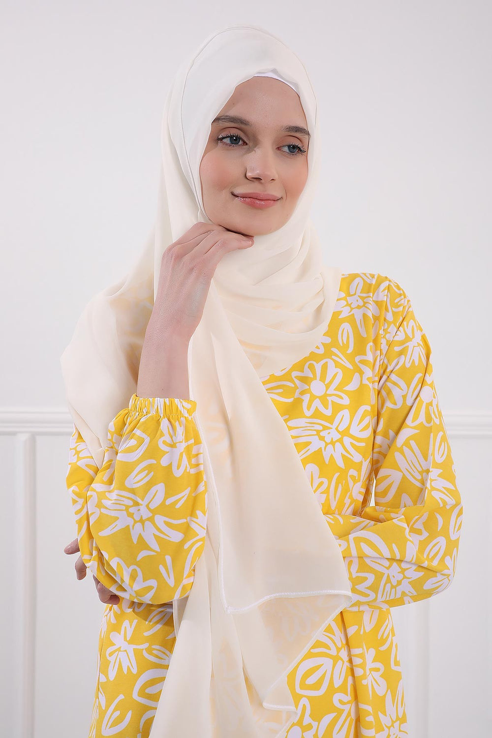 Women Instant Chiffon Shawl Modesty Turban Hijab Head Wrap Ready to Wear Women Headscarf made from Chiffon Fabric with Color Options,PS-11 Off-White