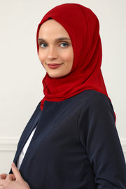 Women Instant Chiffon Shawl Modesty Turban Hijab Head Wrap Ready to Wear Women Headscarf made from Chiffon Fabric with Color Options,PS-11 Red