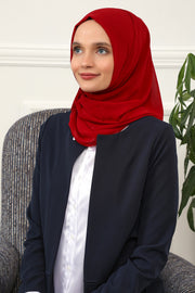 Women Instant Chiffon Shawl Modesty Turban Hijab Head Wrap Ready to Wear Women Headscarf made from Chiffon Fabric with Color Options,PS-11 Red