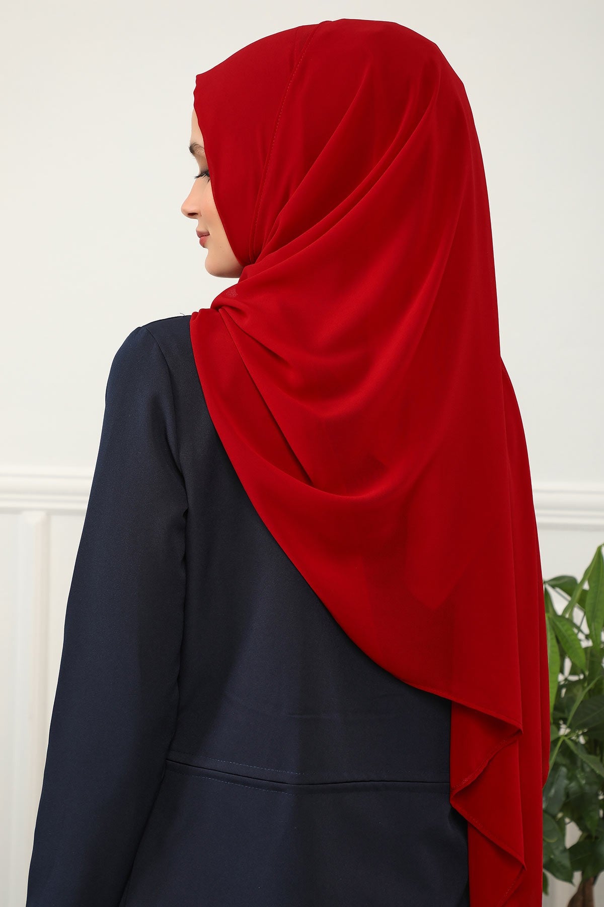 Women Instant Chiffon Shawl Modesty Turban Hijab Head Wrap Ready to Wear Women Headscarf made from Chiffon Fabric with Color Options,PS-11 Red