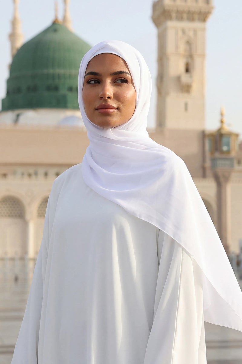 Women Instant Chiffon Shawl Modesty Turban Hijab Head Wrap Ready to Wear Women Headscarf made from Chiffon Fabric with Color Options,PS-11 White