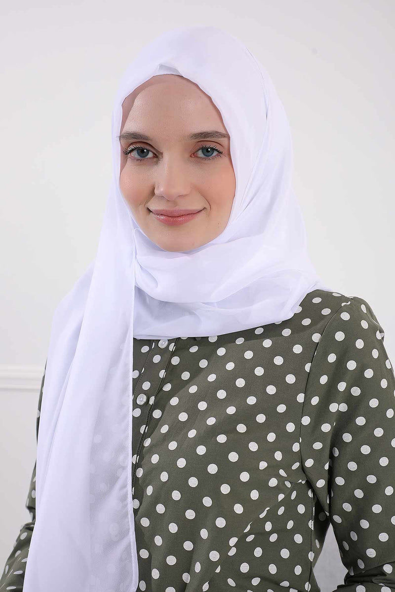 Women Instant Chiffon Shawl Modesty Turban Hijab Head Wrap Ready to Wear Women Headscarf made from Chiffon Fabric with Color Options,PS-11 White