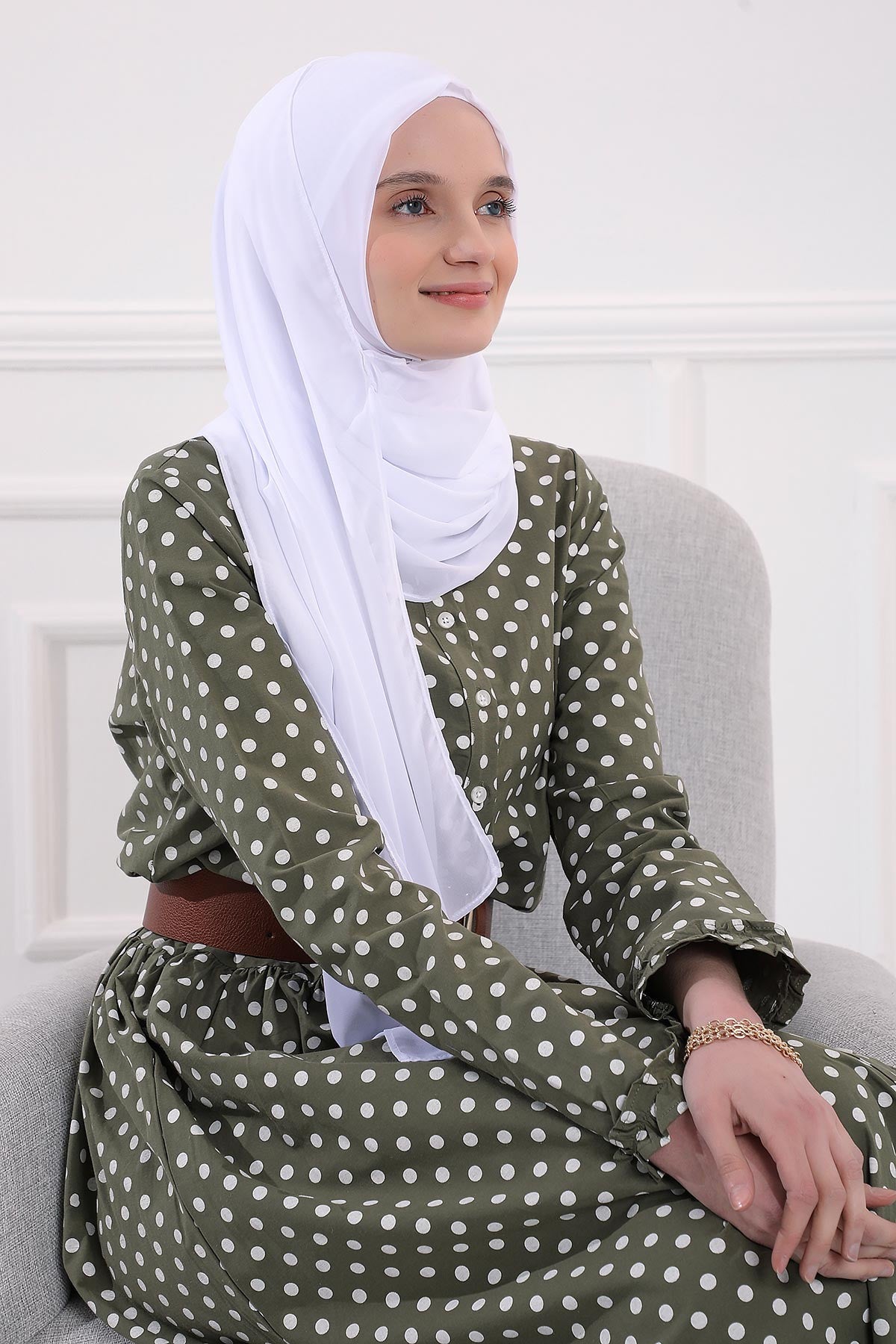Women Instant Chiffon Shawl Modesty Turban Hijab Head Wrap Ready to Wear Women Headscarf made from Chiffon Fabric with Color Options,PS-11 White
