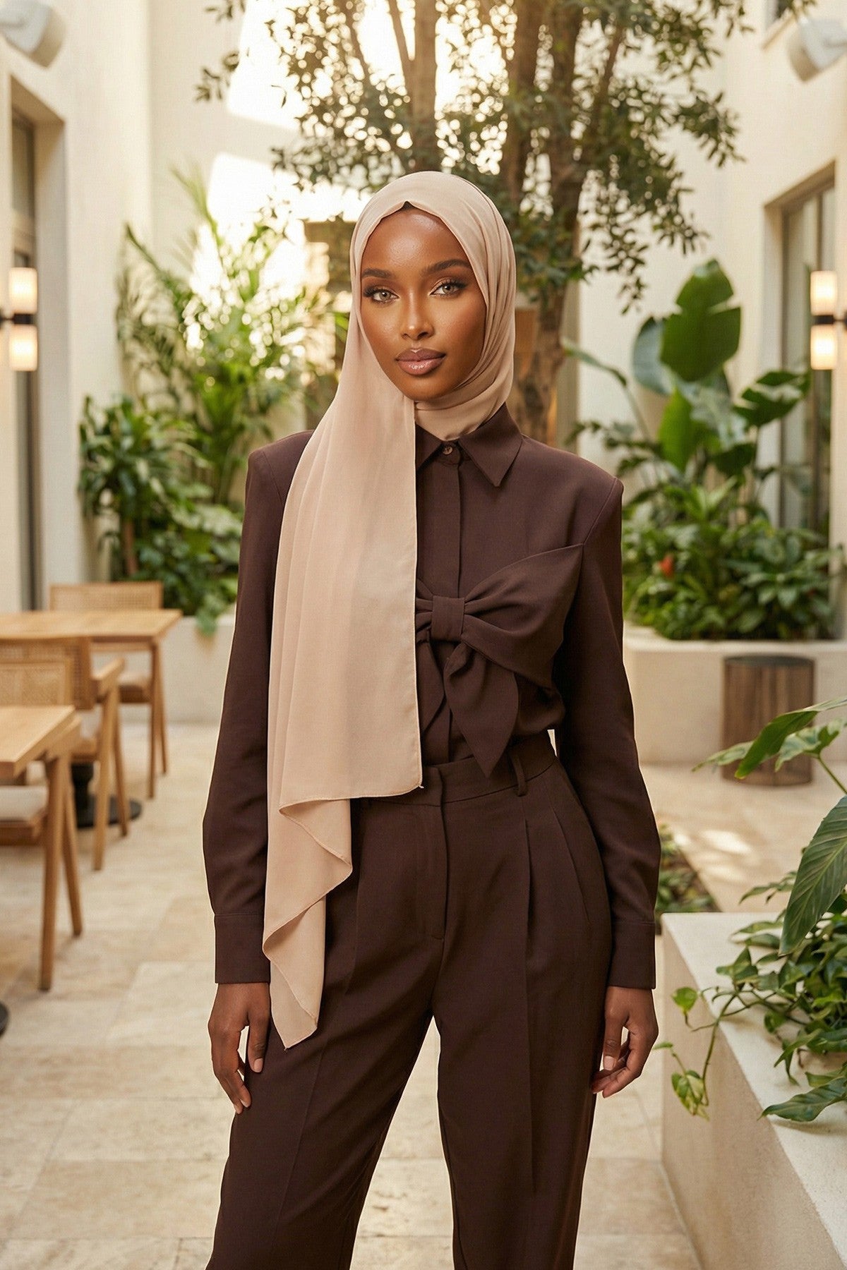Women Instant Chiffon Shawl Modesty Turban Hijab Head Wrap Ready to Wear Women Headscarf made from Chiffon Fabric with Color Options,PS-11 Sand Brown