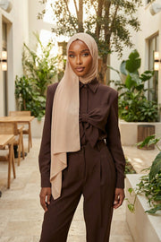 Women Instant Chiffon Shawl Modesty Turban Hijab Head Wrap Ready to Wear Women Headscarf made from Chiffon Fabric with Color Options,PS-11 Sand Brown