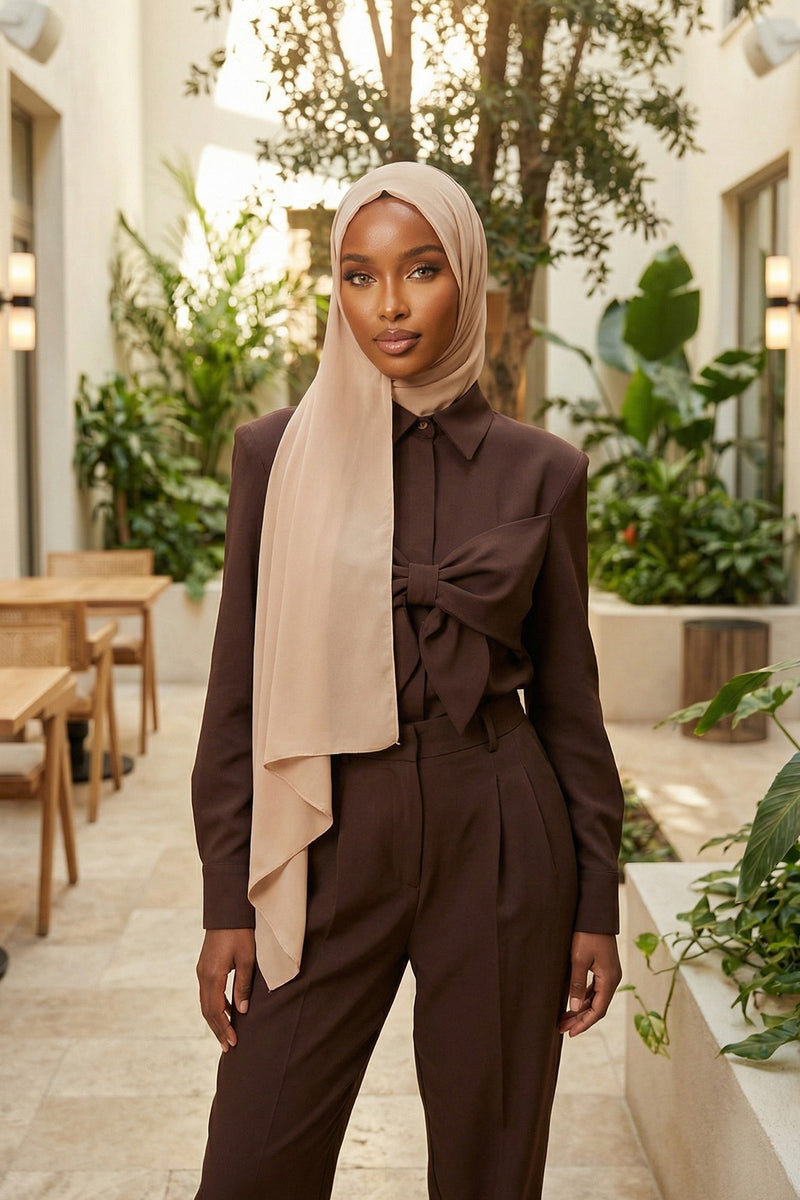 Women Instant Chiffon Shawl Modesty Turban Hijab Head Wrap Ready to Wear Women Headscarf made from Chiffon Fabric with Color Options,PS-11 Sand Brown