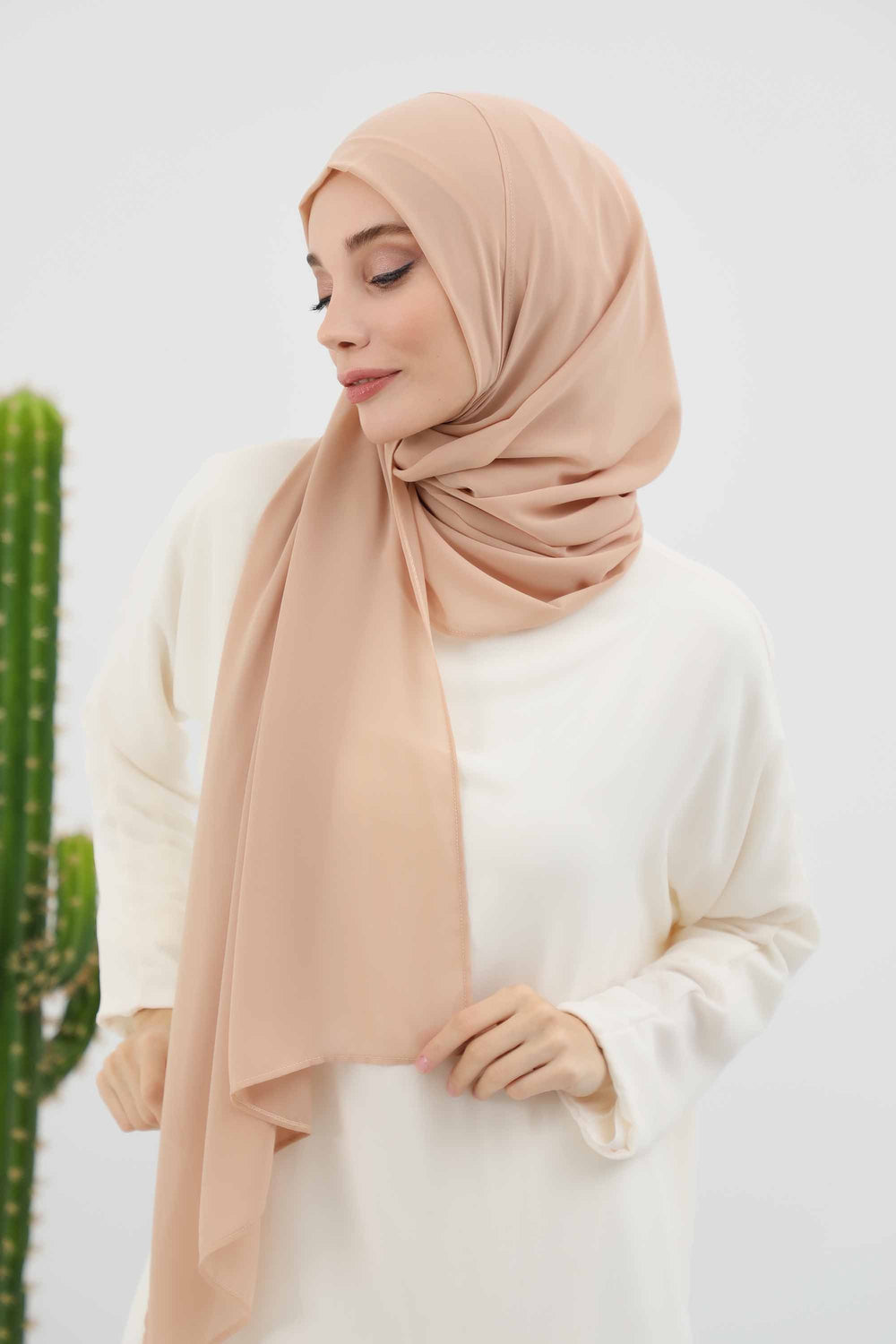 Women Instant Chiffon Shawl Modesty Turban Hijab Head Wrap Ready to Wear Women Headscarf made from Chiffon Fabric with Color Options,PS-11 Sand Brown