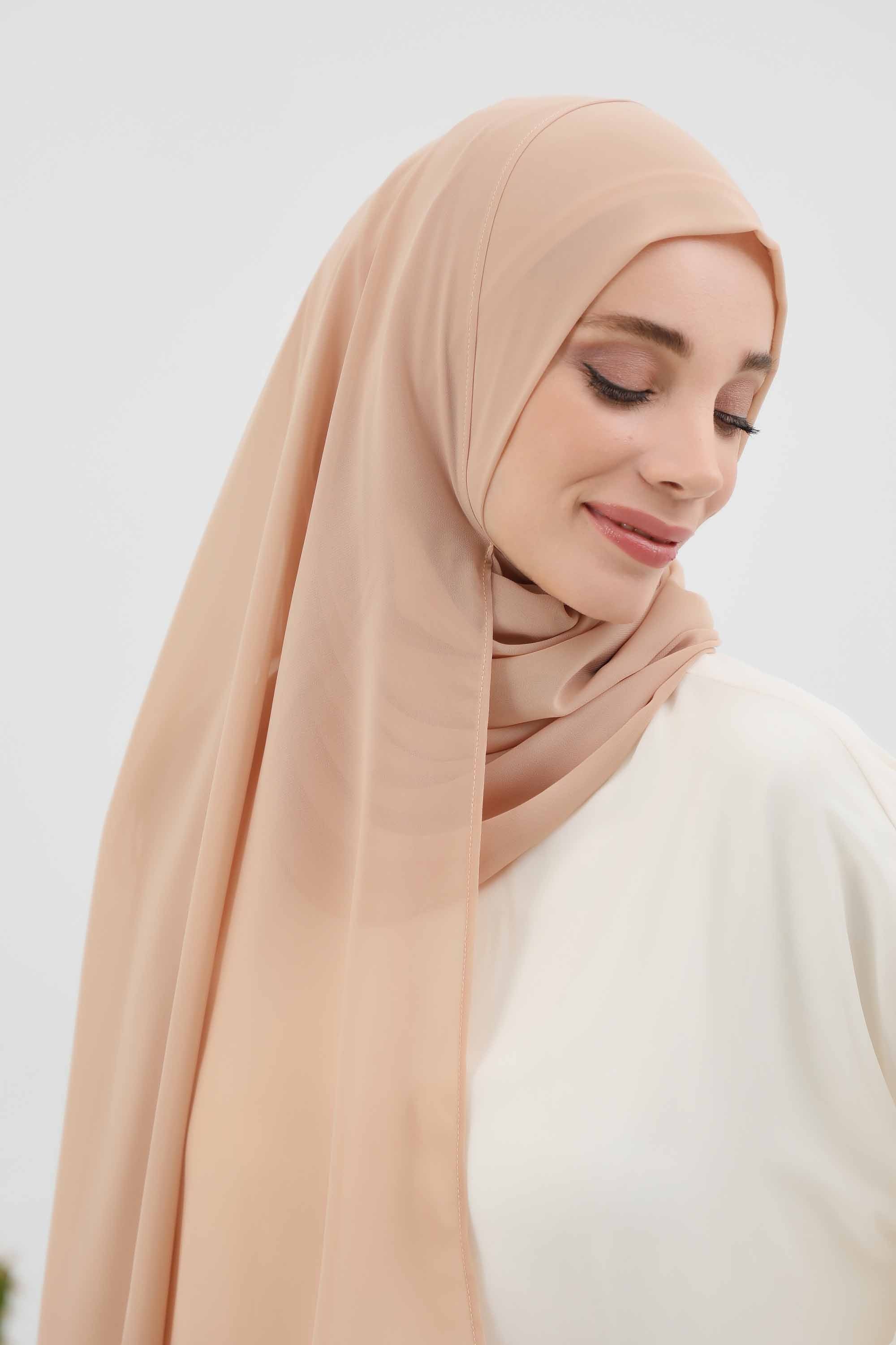 Women Instant Chiffon Shawl Modesty Turban Hijab Head Wrap Ready to Wear Women Headscarf made from Chiffon Fabric with Color Options,PS-11 Sand Brown