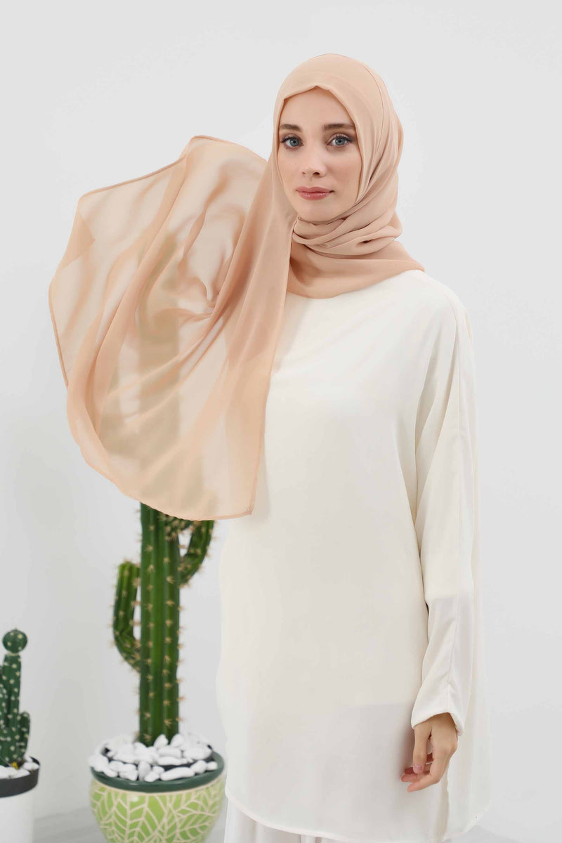 Women Instant Chiffon Shawl Modesty Turban Hijab Head Wrap Ready to Wear Women Headscarf made from Chiffon Fabric with Color Options,PS-11 Sand Brown