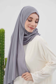 Women Instant Chiffon Shawl Modesty Turban Hijab Head Wrap Ready to Wear Women Headscarf made from Chiffon Fabric with Color Options,PS-11 Grey