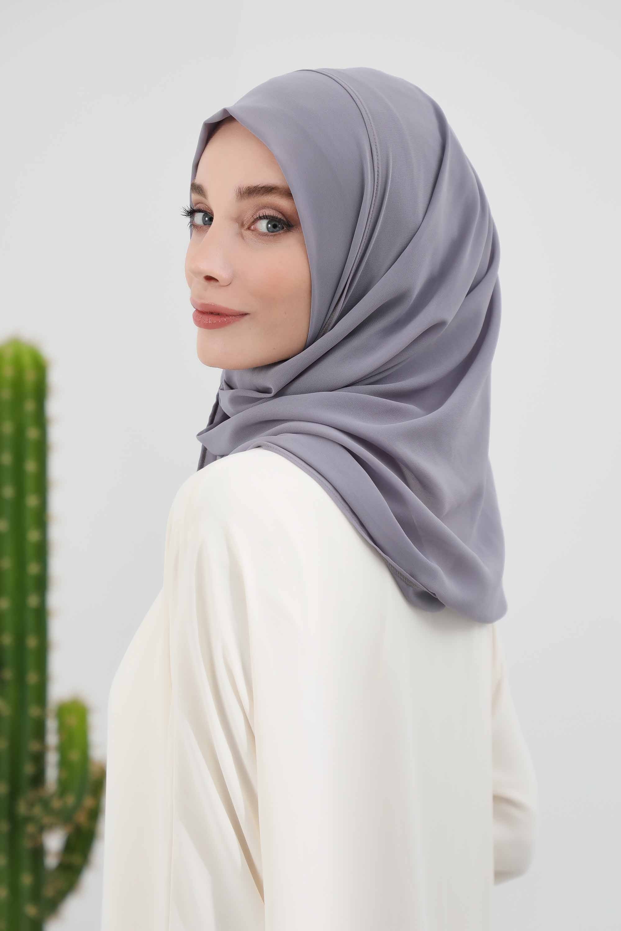 Women Instant Chiffon Shawl Modesty Turban Hijab Head Wrap Ready to Wear Women Headscarf made from Chiffon Fabric with Color Options,PS-11 Grey