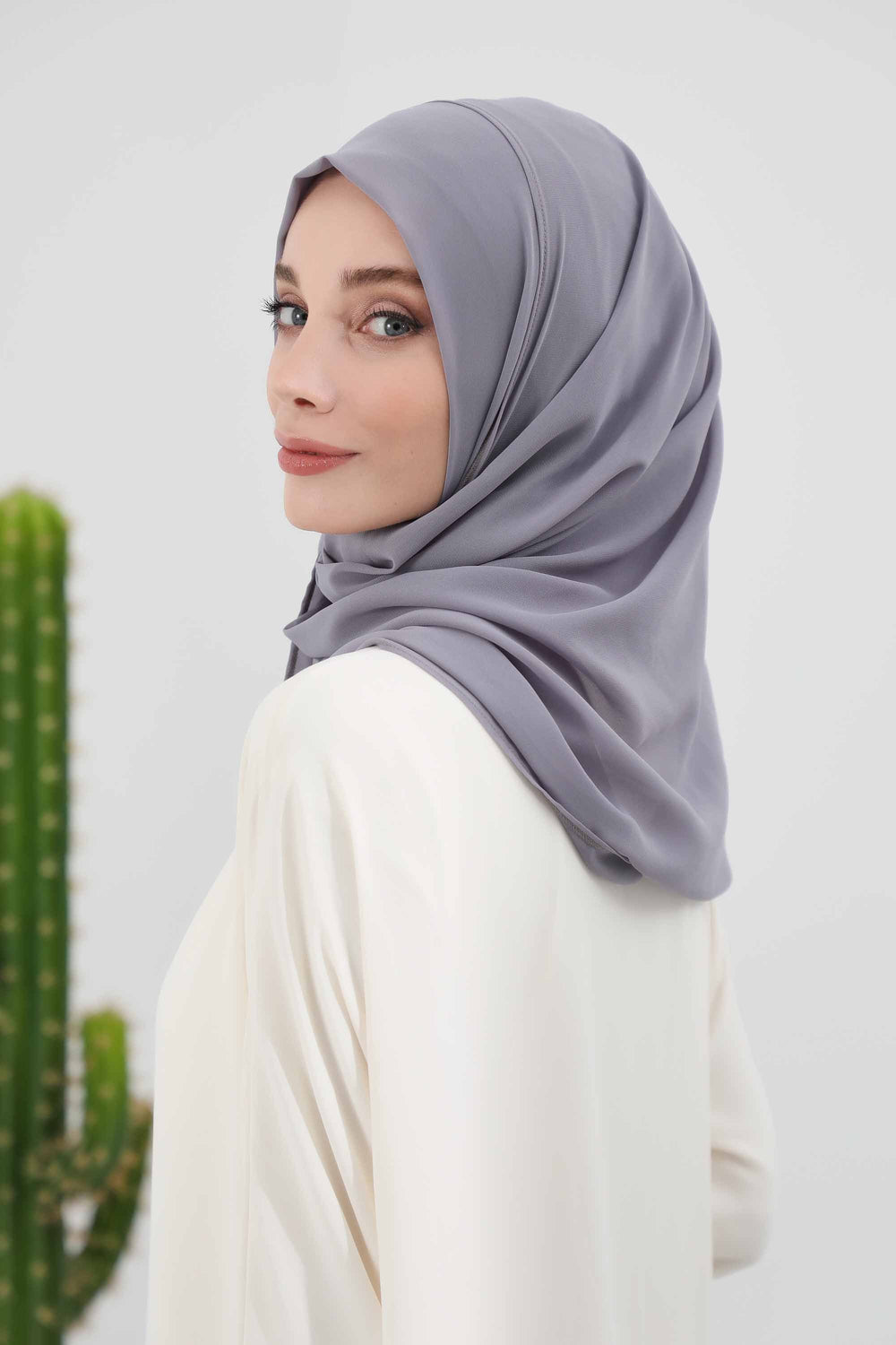 Women Instant Chiffon Shawl Modesty Turban Hijab Head Wrap Ready to Wear Women Headscarf made from Chiffon Fabric with Color Options,PS-11 Grey