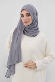 Women Instant Chiffon Shawl Modesty Turban Hijab Head Wrap Ready to Wear Women Headscarf made from Chiffon Fabric with Color Options,PS-11 Grey