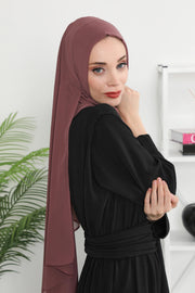 Women Instant Chiffon Shawl Modesty Turban Hijab Head Wrap Ready to Wear Women Headscarf made from Chiffon Fabric with Color Options,PS-11 Dusty Rose