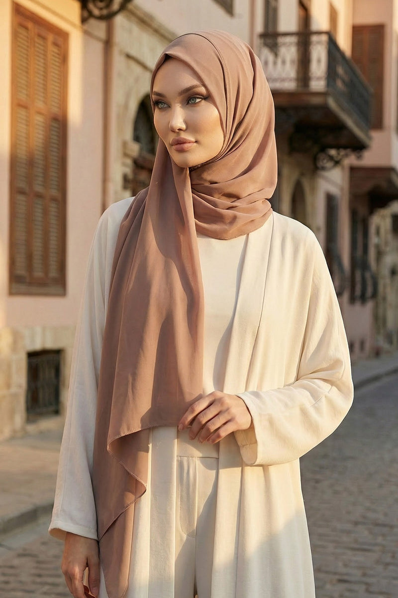 Women Instant Chiffon Shawl Modesty Turban Hijab Head Wrap Ready to Wear Women Headscarf made from Chiffon Fabric with Color Options,PS-11 Dark Mink