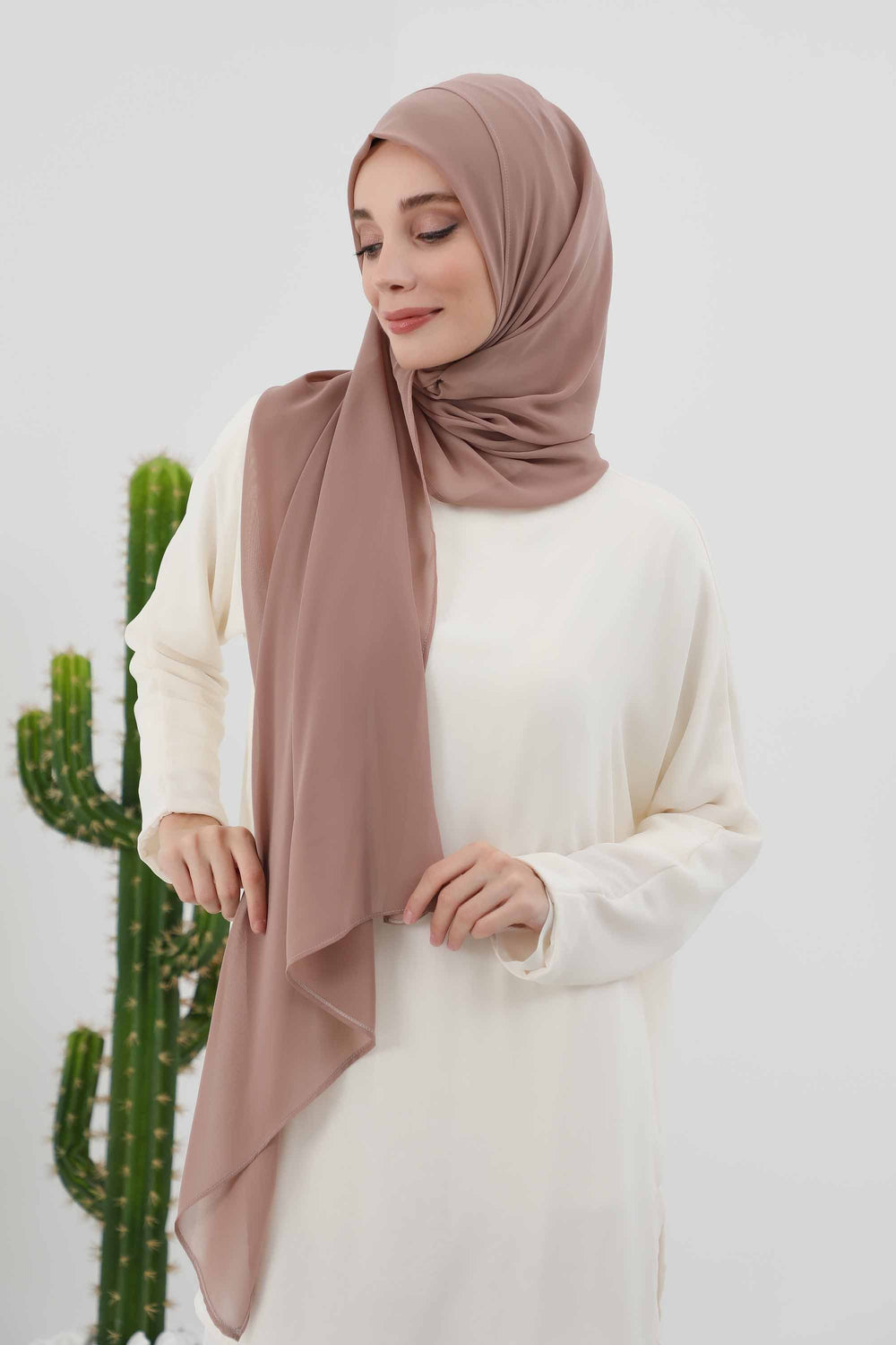 Women Instant Chiffon Shawl Modesty Turban Hijab Head Wrap Ready to Wear Women Headscarf made from Chiffon Fabric with Color Options,PS-11 Dark Mink