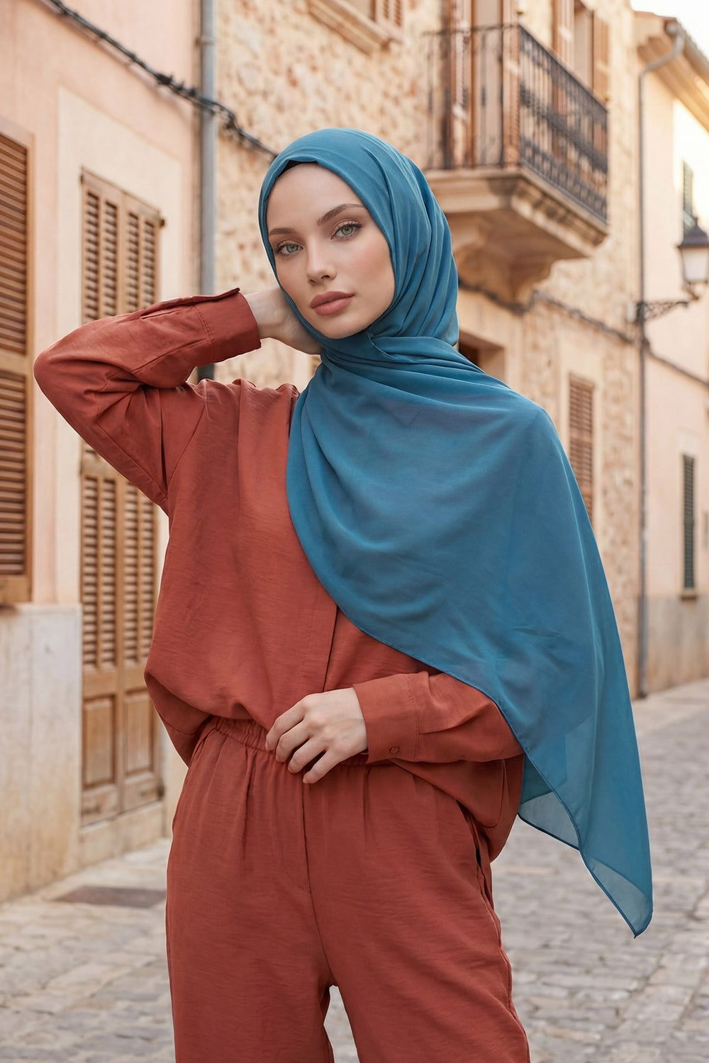 Women Instant Chiffon Shawl Modesty Turban Hijab Head Wrap Ready to Wear Women Headscarf made from Chiffon Fabric with Color Options,PS-11 Petrol Blue