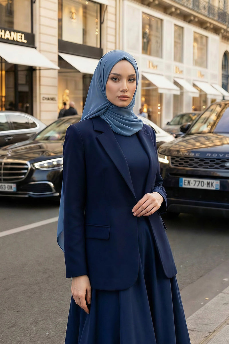 Women Instant Chiffon Shawl Modesty Turban Hijab Head Wrap Ready to Wear Women Headscarf made from Chiffon Fabric with Color Options,PS-11 İndigo