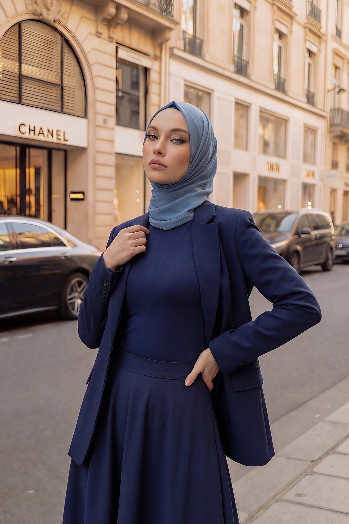Women Instant Chiffon Shawl Modesty Turban Hijab Head Wrap Ready to Wear Women Headscarf made from Chiffon Fabric with Color Options,PS-11 İndigo