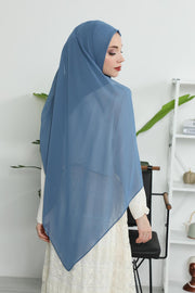 Women Instant Chiffon Shawl Modesty Turban Hijab Head Wrap Ready to Wear Women Headscarf made from Chiffon Fabric with Color Options,PS-11 İndigo