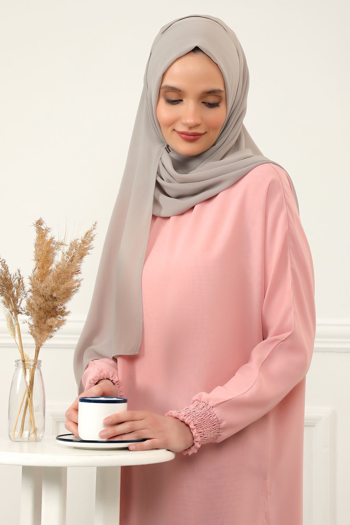 Women Instant Chiffon Shawl Modesty Turban Hijab Head Wrap Ready to Wear Women Headscarf made from Chiffon Fabric with Color Options,PS-11 Mink