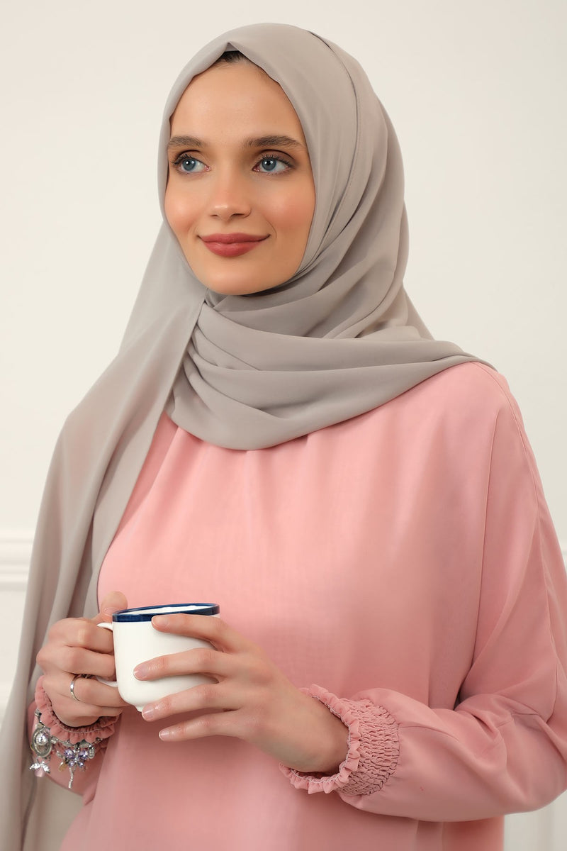 Women Instant Chiffon Shawl Modesty Turban Hijab Head Wrap Ready to Wear Women Headscarf made from Chiffon Fabric with Color Options,PS-11 Mink