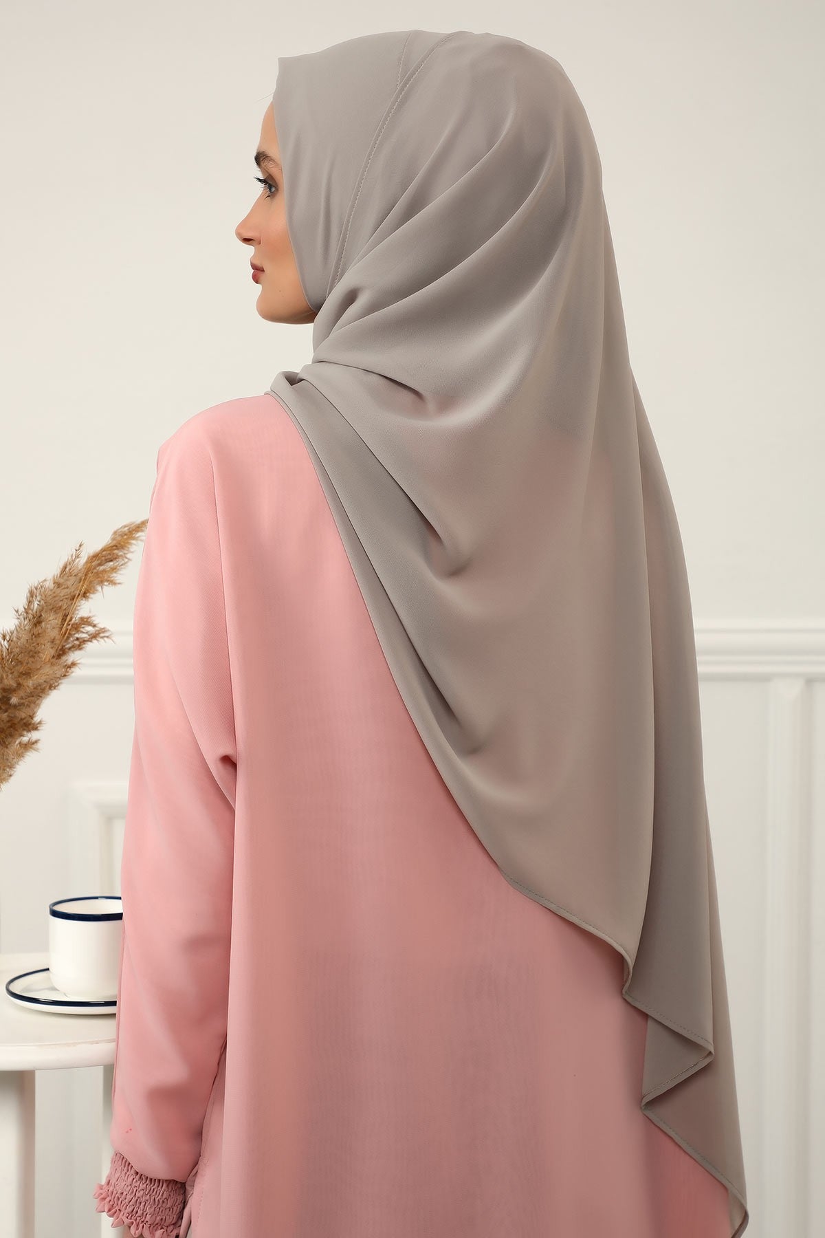 Women Instant Chiffon Shawl Modesty Turban Hijab Head Wrap Ready to Wear Women Headscarf made from Chiffon Fabric with Color Options,PS-11 Mink