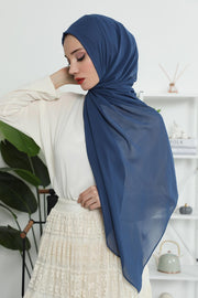 Women Instant Chiffon Shawl Modesty Turban Hijab Head Wrap Ready to Wear Women Headscarf made from Chiffon Fabric with Color Options,PS-11 Dark Blue