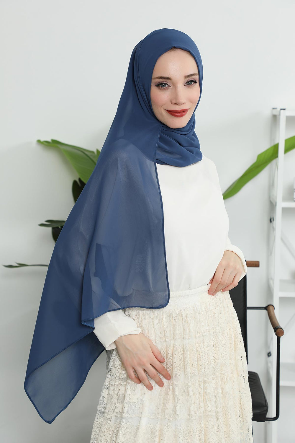Women Instant Chiffon Shawl Modesty Turban Hijab Head Wrap Ready to Wear Women Headscarf made from Chiffon Fabric with Color Options,PS-11 Dark Blue