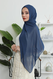 Women Instant Chiffon Shawl Modesty Turban Hijab Head Wrap Ready to Wear Women Headscarf made from Chiffon Fabric with Color Options,PS-11 Dark Blue