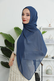 Women Instant Chiffon Shawl Modesty Turban Hijab Head Wrap Ready to Wear Women Headscarf made from Chiffon Fabric with Color Options,PS-11 Dark Blue