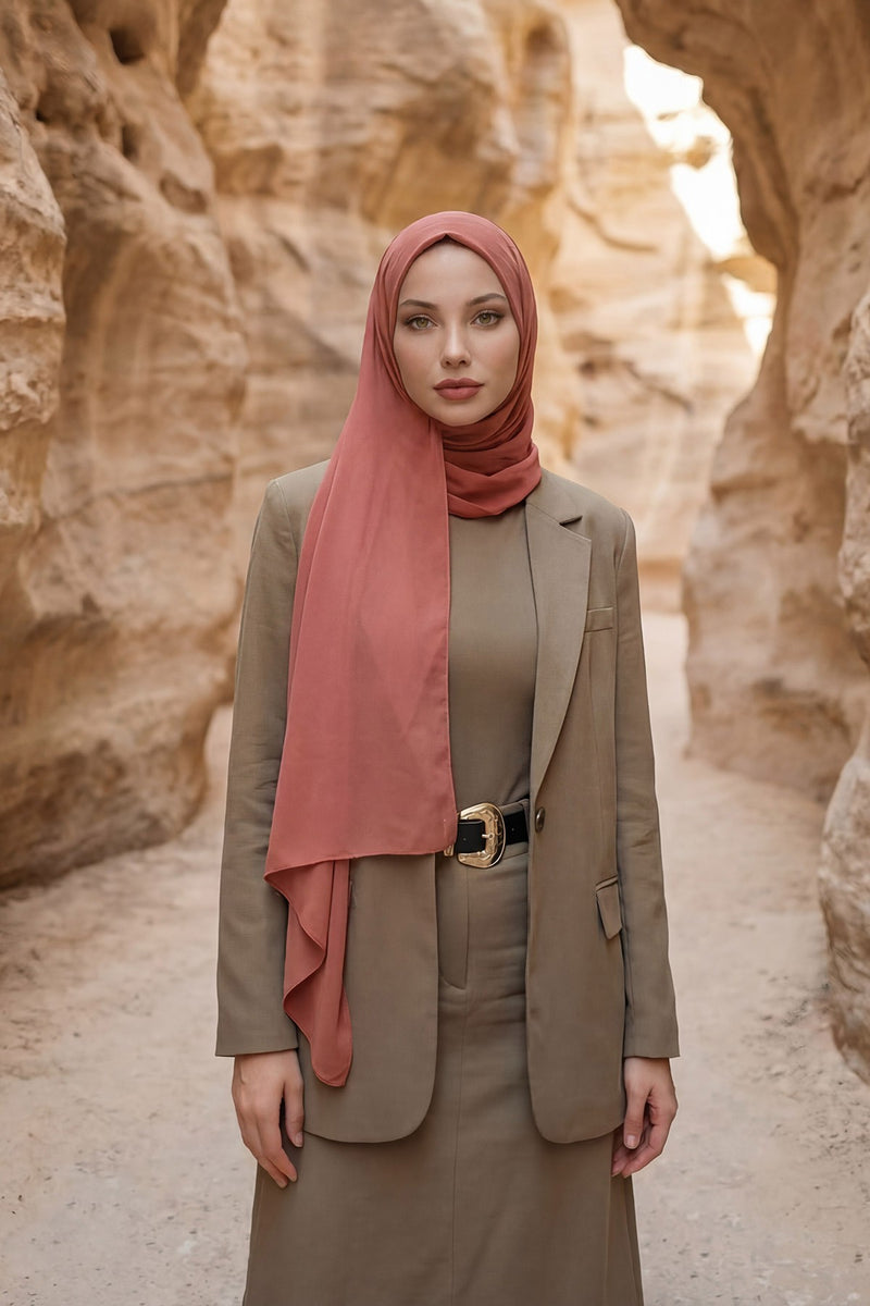 Women Instant Chiffon Shawl Modesty Turban Hijab Head Wrap Ready to Wear Women Headscarf made from Chiffon Fabric with Color Options,PS-11 Cinnamon